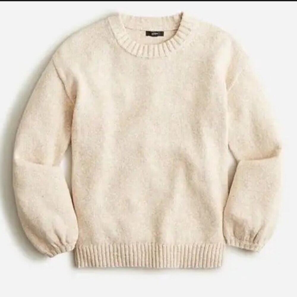 J. Crew - Puff sleeve ivory crewneck sweater - Size Large